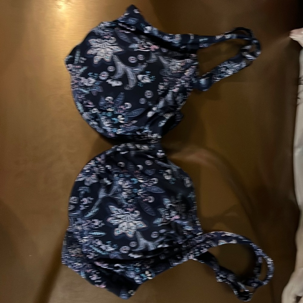 Blue Paisley Design Bikini Top
